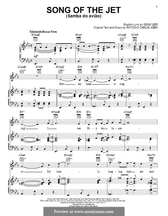 Song of the Jet (Samba do Aviao): Для голоса и фортепиано (или гитары) by Antonio Carlos Jobim