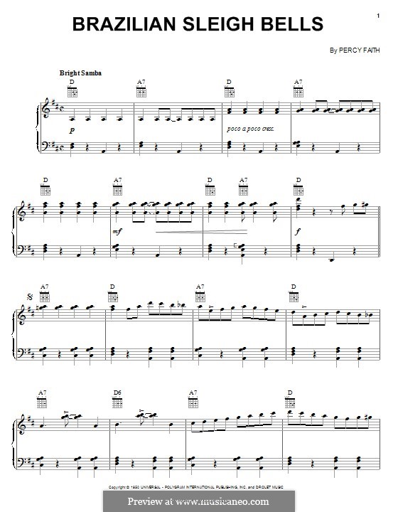 Brazilian Sleigh Bells: Для голоса и фортепиано (или гитары) by Percy Faith