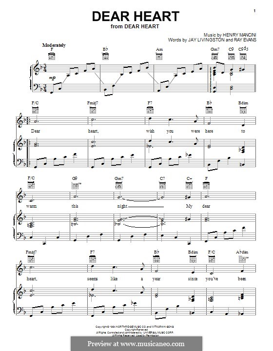 Dear Heart: Для голоса и фортепиано (или гитары) by Henry Mancini