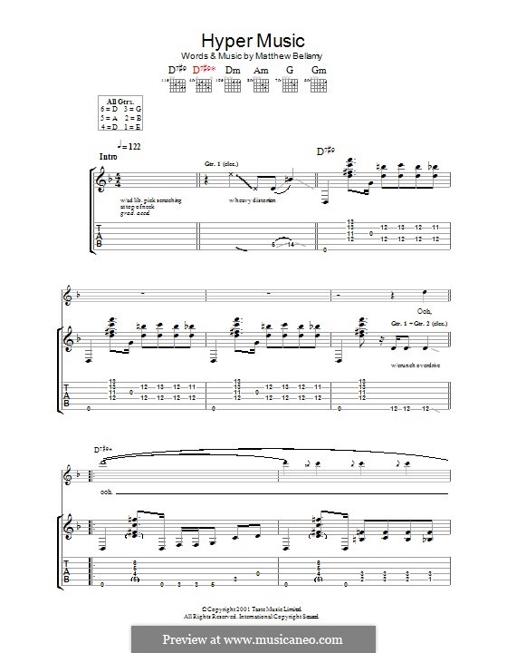 Hyper Music (Muse): Гитарная табулатура by Matthew Bellamy