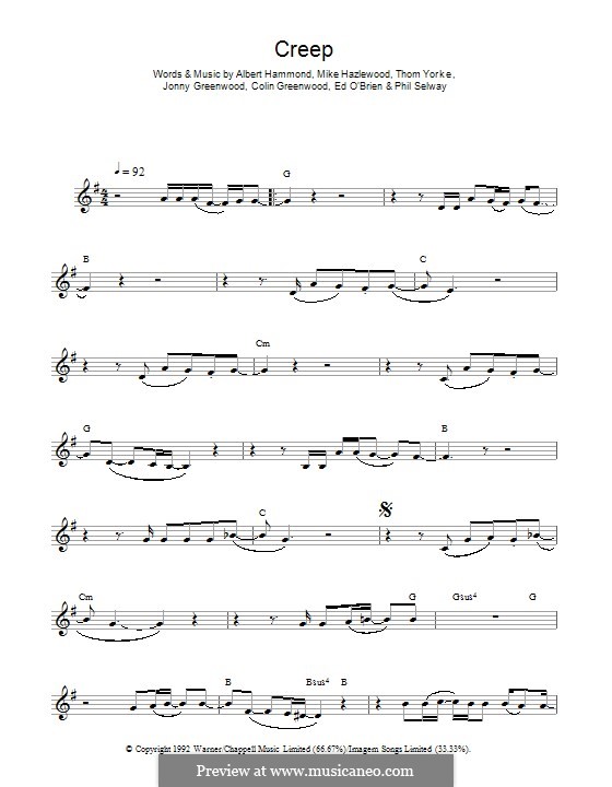 Creep (Radiohead): Для флейты by Albert Hammond, Colin Greenwood, Ed O'Brien, Jonny Greenwood, Mike Hazelwood, Phil Selway, Thomas Yorke