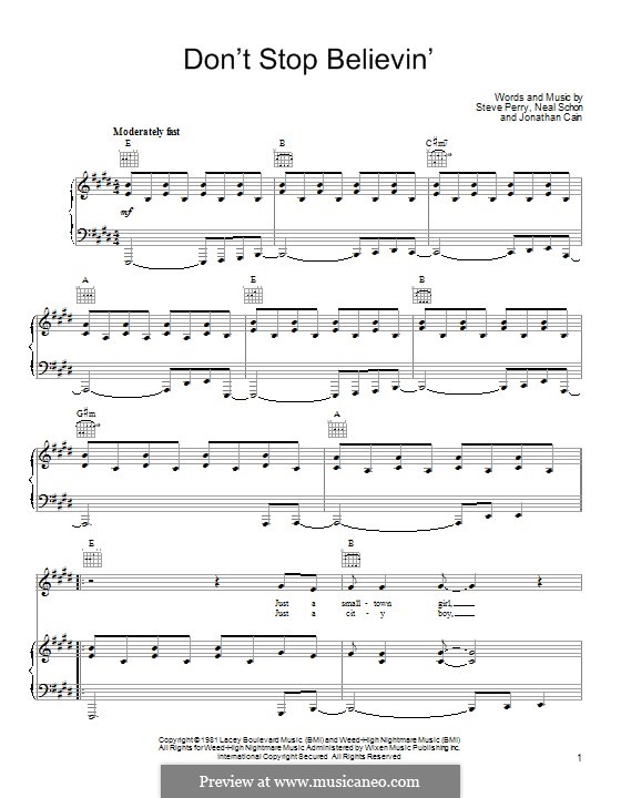 Vocal version: Для голоса и фортепиано (или гитары) by Jonathan Cain, Neal Schon, Steve Perry