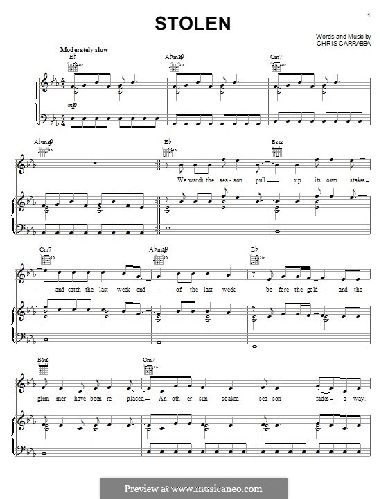 Stolen (Dashboard Confessional): Для голоса и фортепиано (или гитары) by Chris Carrabba