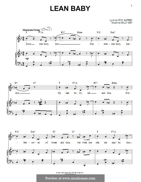 Lean Baby: Для голоса и фортепиано или гитары (Frank Sinatra) by Billy May