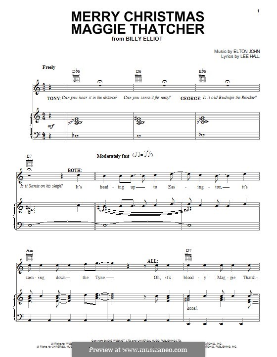Merry Christmas Maggie Thatcher: Для голоса и фортепиано (или гитары) by Elton John