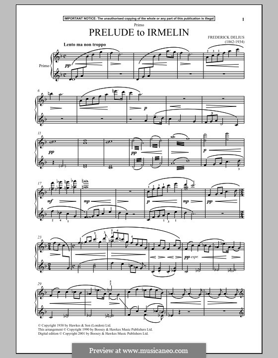 Prelude to Irmelin: Для фортепиано by Фредерик Делиус