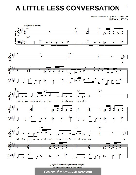 A Little Less Conversation (Elvis Presley): Для голоса и фортепиано by Billy Strange, Mac Davis