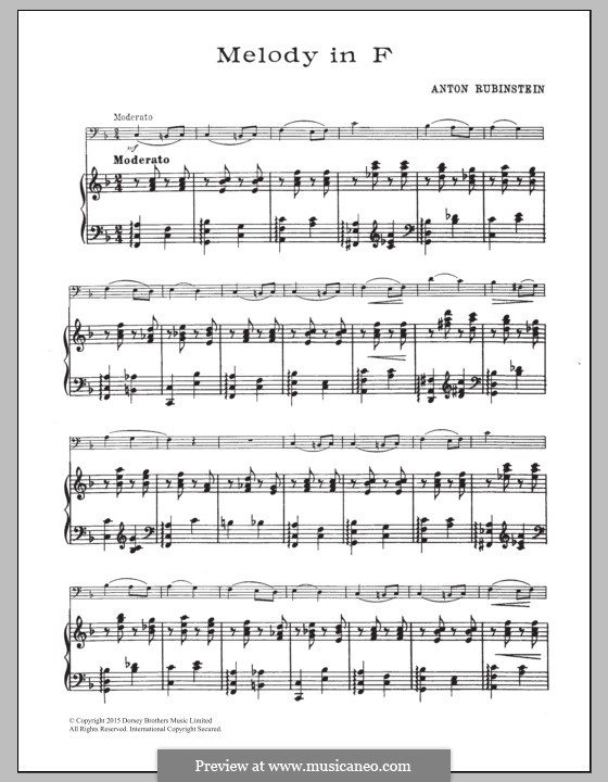 Две мелодии, Op.3: Melody No.1, for cello and piano by Антон Рубинштейн