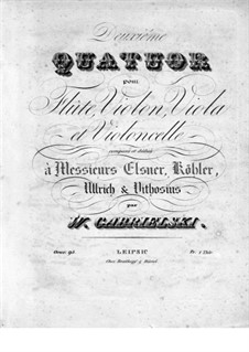 Квартет для флейты и струнных No.2 до мажор, Op.95: Партия флейты by Иоганн Вильгельм Габрильски