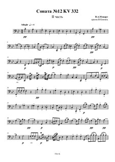 Соната для фортепиано No.12 фа мажор, K.332: Часть II, для струнного квартета – Партия виолончели, Ор.8 No.4 by Вольфганг Амадей Моцарт