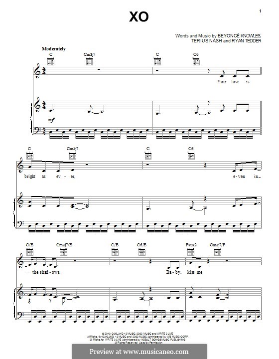 XO: Для голоса и фортепиано (или гитары) by Beyoncé, Terius Nash