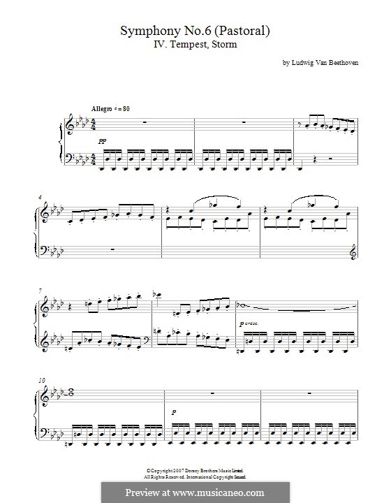 Часть IV. Гроза, Буря: For piano (fragment) by Людвиг ван Бетховен