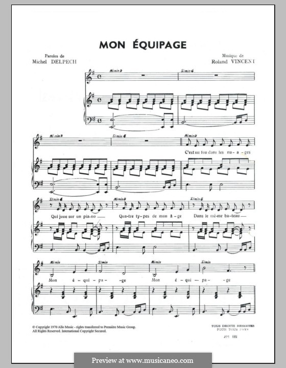 Mon Equipage: Для голоса и фортепиано by Roland Vincent