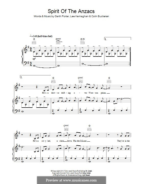Spirit of the Anzacs: Для голоса и фортепиано (или гитары) by Colin Buchanan, Garth Porter, Lee Kernaghan