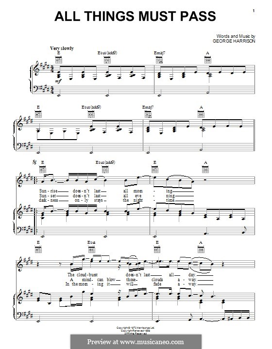 All Things Must Pass: Для голоса и фортепиано (или гитары) by George Harrison