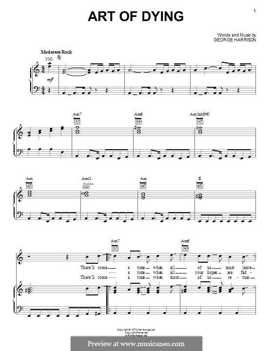 Art of Dying: Для голоса и фортепиано (или гитары) by George Harrison