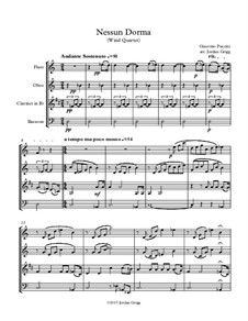 Turandot: Nessun dorma, for wind quartet by Джакомо Пуччини