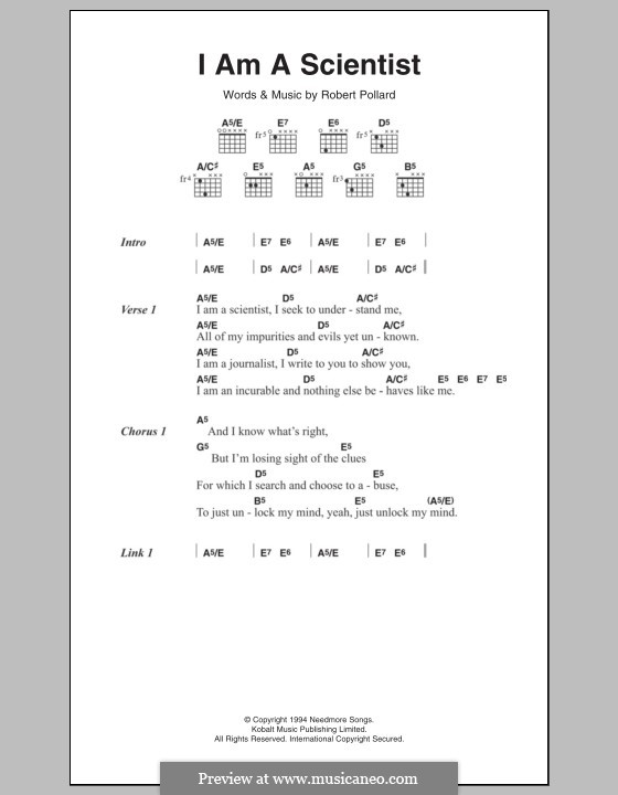 I am a Scientist (The Dandy Warhols): Текст, аккорды by Robert Pollard