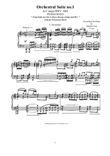 Сюита для оркестра No.1 до мажор, BWV 1066: Аранжировка для фортепиано by Иоганн Себастьян Бах