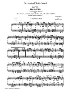 Сюита для оркестра No.4 ре мажор, BWV 1069: Réjouissance, for piano by Иоганн Себастьян Бах