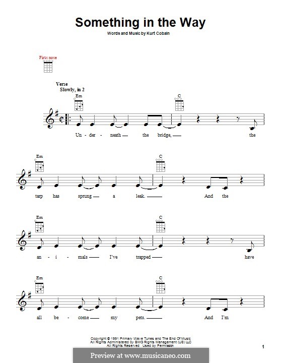 Something in the Way (Nirvana): Для укулеле by Kurt Cobain