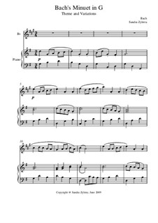 No.4 Менуэт соль мажор, BWV Anh.114: Score for two performers (in B Flat) by Иоганн Себастьян Бах