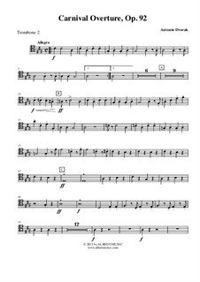 Карнавал, B.169 Op.92: Trombone Tenor Clef 2 (Transposed Part) by Антонин Дворжак