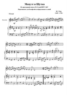 Менуэт и Шутка: Для блокфлейты и фортепиано by Иоганн Себастьян Бах