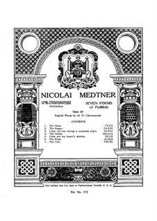 Семь стихотворений Пушкина, Op.29: Весь сборник by Николай Метнер