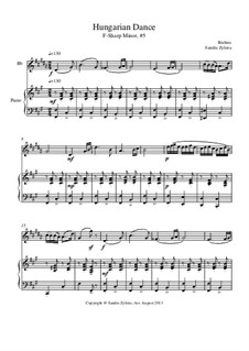 Танец No.5 фа-диез минор: Score for two performers (in B Flat) by Иоганнес Брамс