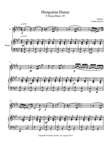 Танец No.5 фа-диез минор: Score for two performers (in F) by Иоганнес Брамс