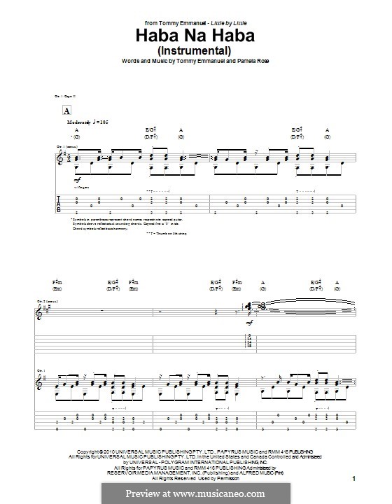 Haba Na Haba: Для гитары by Tommy Emmanuel, Pamela Rose