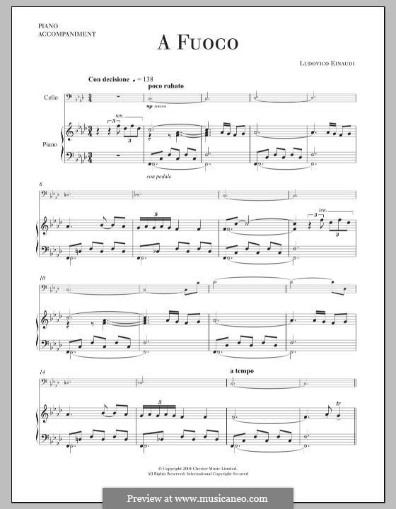 A Fuoco: Для виолончели и фортепиано by Ludovico Einaudi