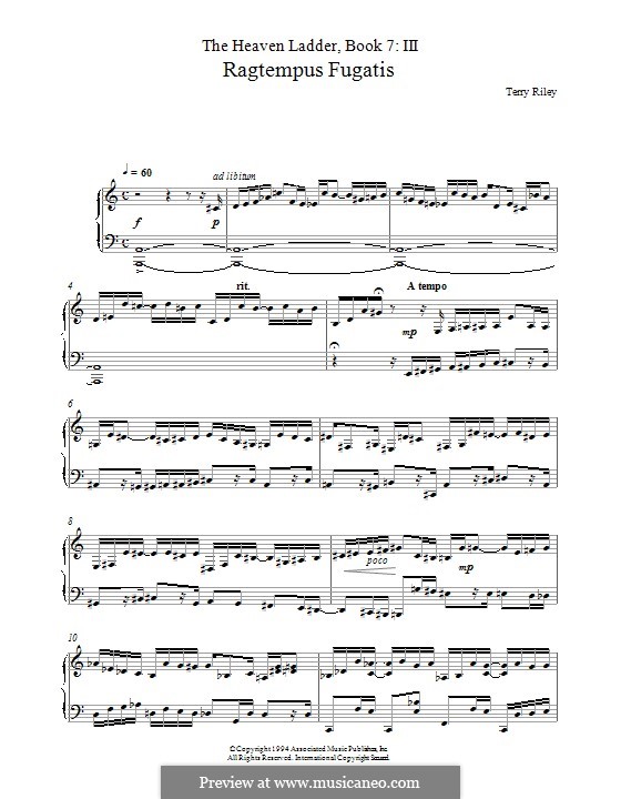 Ragtempus Fugatis (No.3 from The Heaven Ladder Book 7): Для фортепиано by Терри Райли
