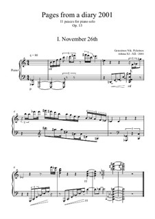 Pages from a diary 2001 for piano solo: Pages from a diary 2001 for piano solo by Gerasimos Pylarinos