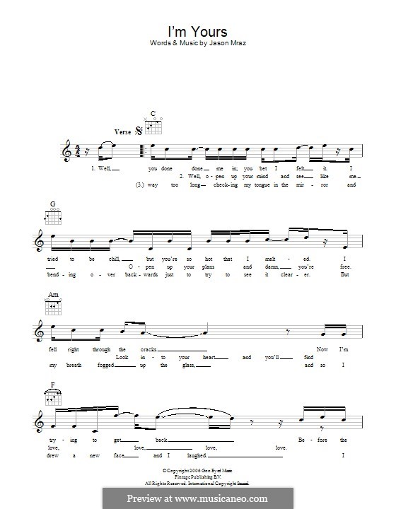 I'm Yours: Текст, аккорды by Jason Mraz
