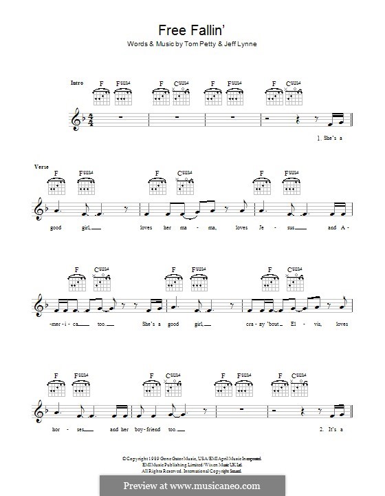 Free Fallin': Текст, аккорды by Jeff Lynne