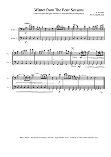 Концерт для скрипки с оркестром No.4 фа минор 'Зима', RV 297: Movement II, for cello duet by Антонио Вивальди