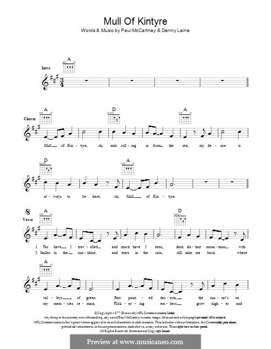 Mull of Kintyre (Wings): Текст, аккорды by Denny Laine, Paul McCartney