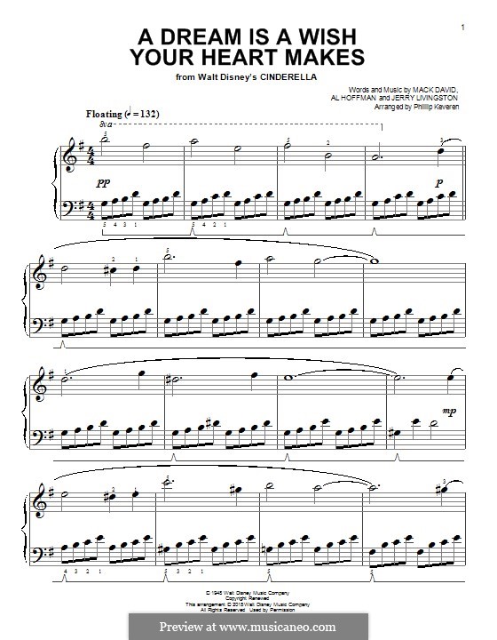 A Dream Is a Wish Your Heart Makes (from Disney's Cinderella): Для фортепиано by Al Hoffman, Jerry Livingston, Mack David