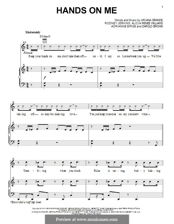 Hands on Me: Для голоса и фортепиано (или гитары) by Rodney Jerkins, Ariana Grande, Adrianne Birge, Darole Brown, Alicia Renee Williams