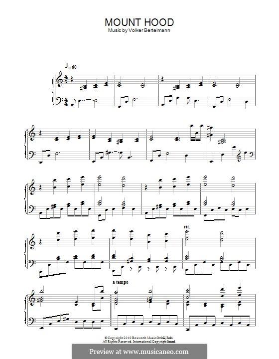 Mount Hood (Hauschka): Для фортепиано by Volker Bertelmann