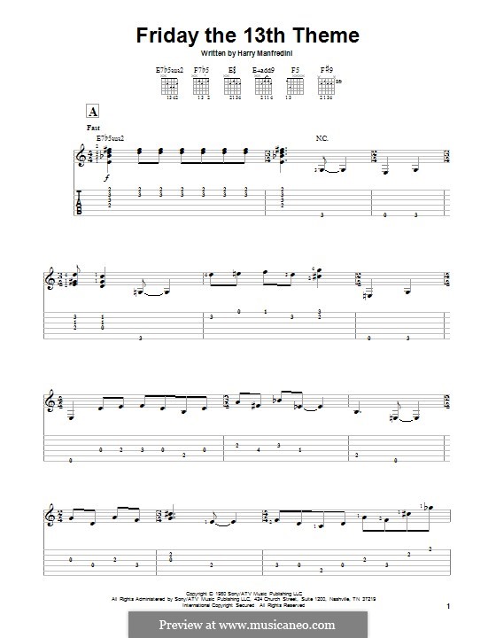 Friday the 13th Theme: Для голоса и фортепиано (или гитары) by Harry Manfredini