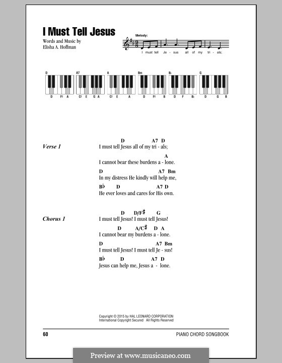 I Must Tell Jesus: Текст, аккорды by Elisha Albright Hoffman