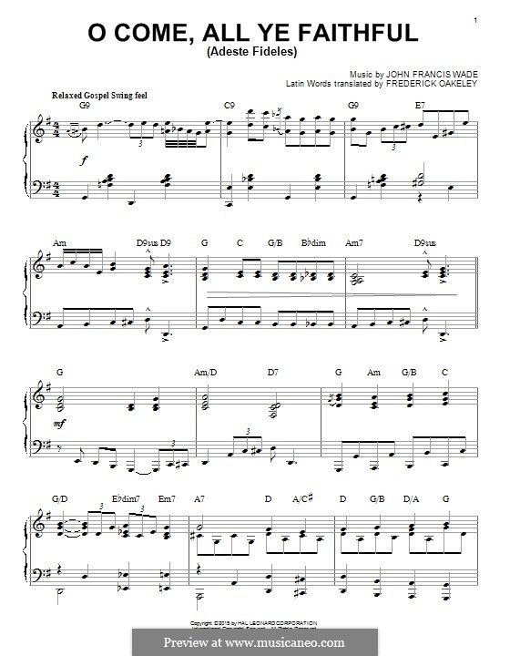 Piano version: Jazz version by Джон Фрэнсис Уэйд