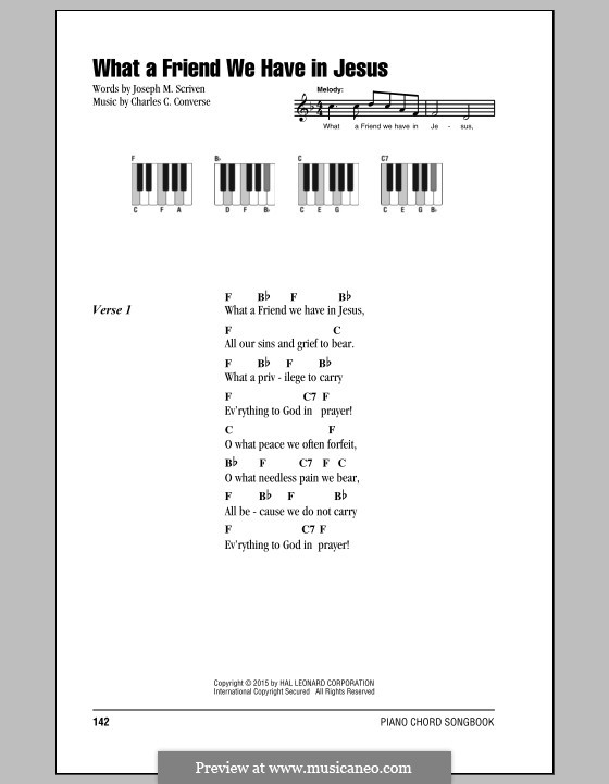 What a Friend We Have in Jesus (Printable): Текст, аккорды by Charles Crozat Converse