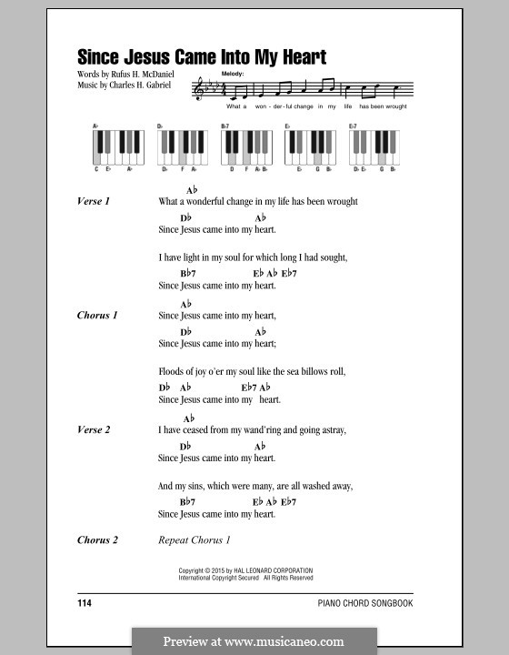 Since Jesus Came Into My Heart: Текст, аккорды by Charles Hutchinson Gabriel