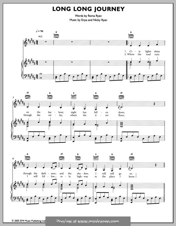 Long Long Journey: Для голоса и фортепиано (или гитары) by Enya, Nicky Ryan