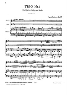 Фортепианное трио No.1 си-бемоль мажор, Op.37: Партитура by Игнац Лахнер