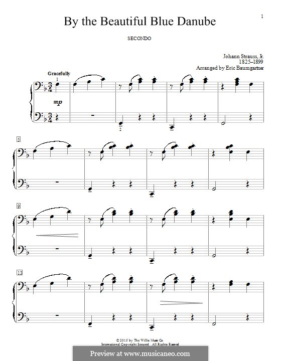 На прекрасном голубом Дунае, для фортепиано, Op.314: Для одного исполнителя by Иоганн Штраус (младший)